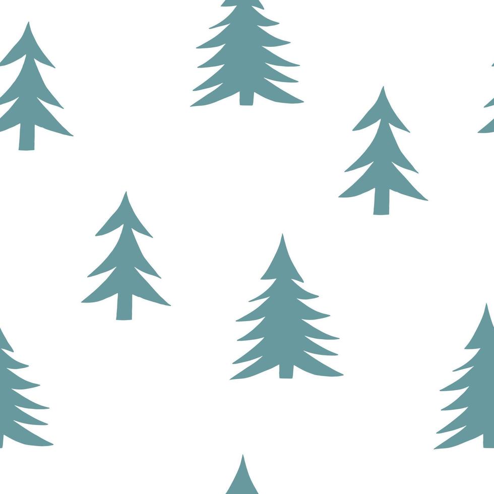 christmas tree seamless pattern hand drawn in doodle style. silhouette, simple, minimalism, monochrome, scandinavian. wallpaper, wrapping paper, textiles background vector