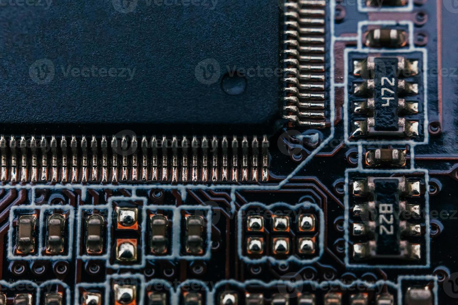 Circuit board repair. Electronic hardware modern technology. Motherboard digital personal computer chip. Tech science background. Integrated communication processor. Information engineering component photo