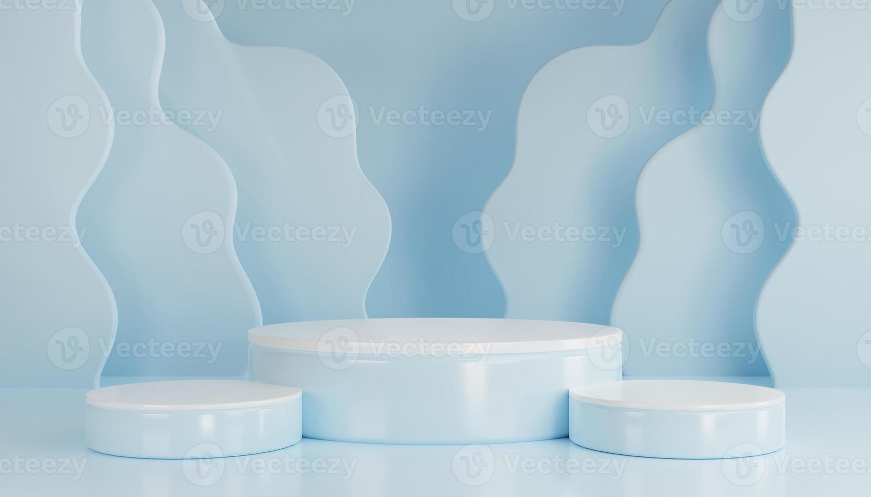 3D render cylinder podium in christmas Santa Claus and christmas tree, gift boxes, ribbon, product, perfume, promotion sale, presentation, cosmetic on background color . photo
