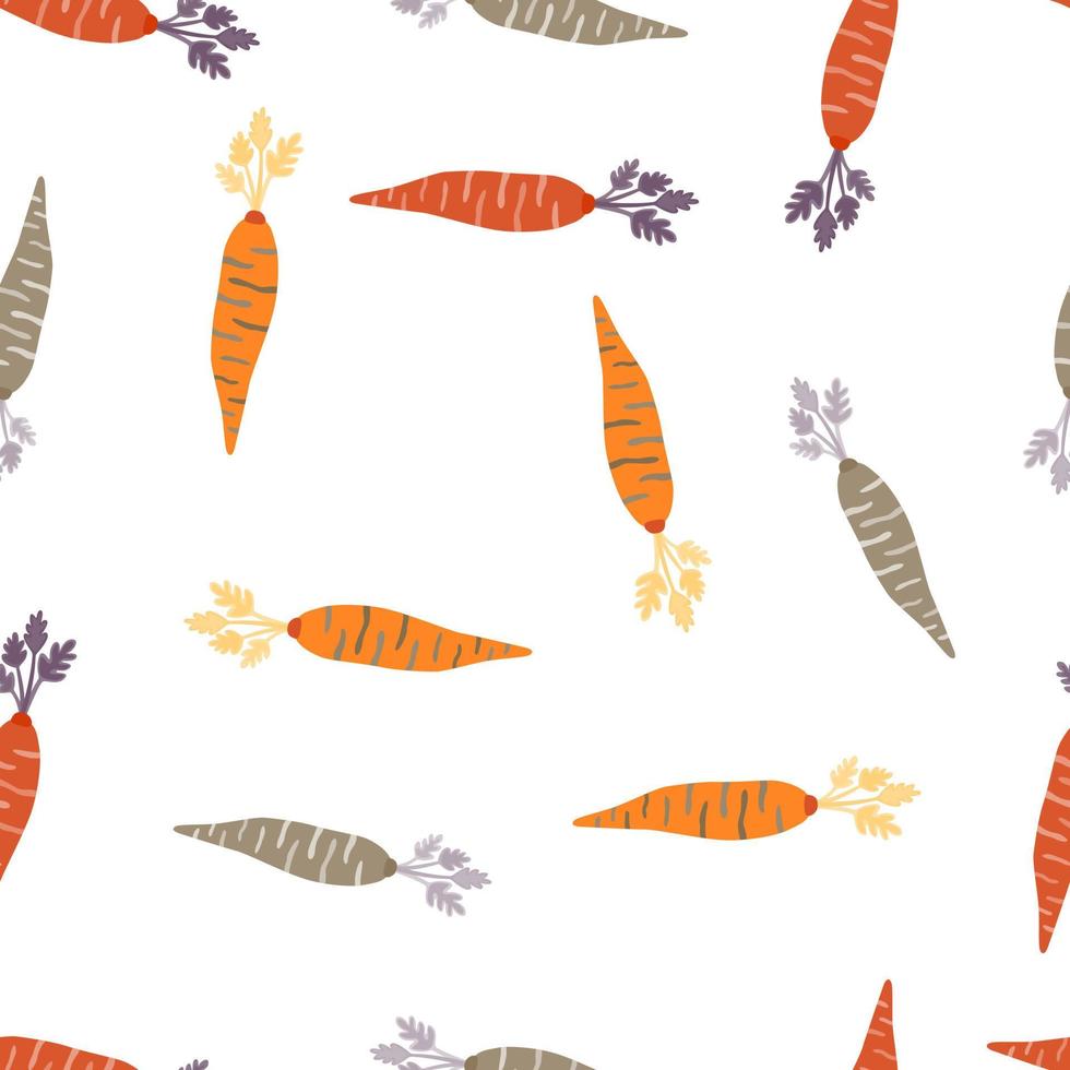 Hand drawn carrot seamless pattern. Doodle carrots wallpaper. vector