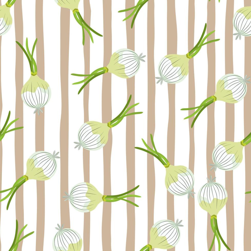 Hand drawn onion bulb seamless pattern. Onion in doodle style endless wallpaper. vector
