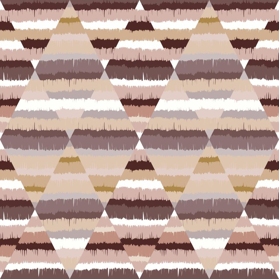 Hand drawn rhombus mosaic seamless pattern. Abstract ikat wallpaper. Vintage boho background. Freehand stripes backdrop. vector