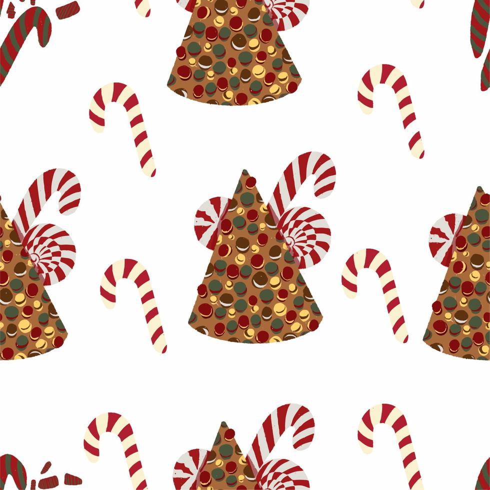 Seamless pattern Macaroons cone and candy cane vector