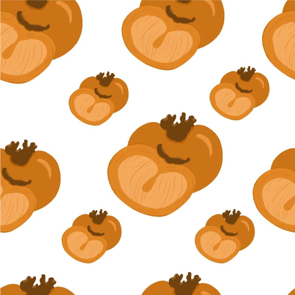 Seamless pattern persimmons fruit in hand drawn vector