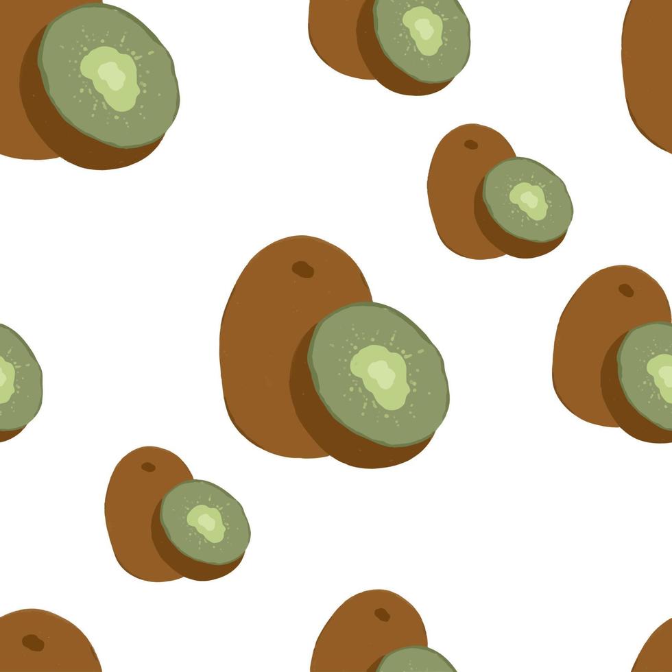 Seamless pattern Green Kiwi fruit illustration hand drawn vector