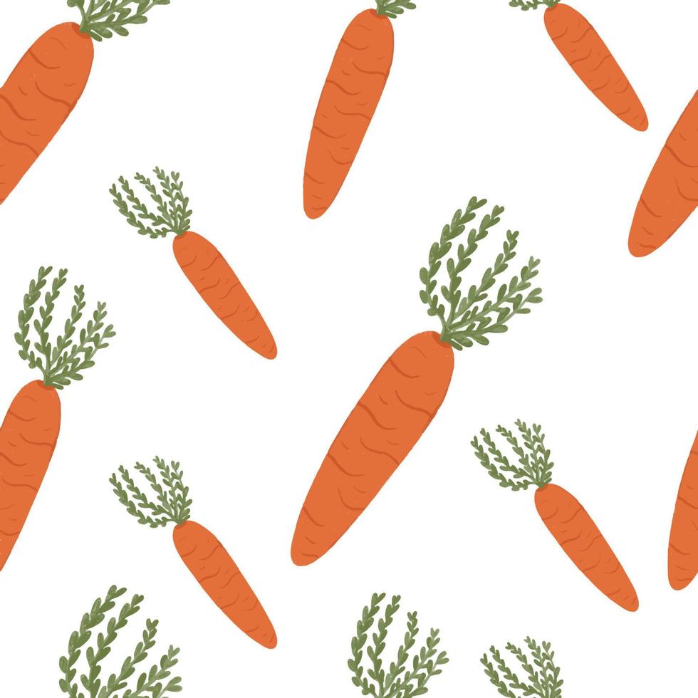 Seamless pattern Vegetable orange carrot hand drawn vector
