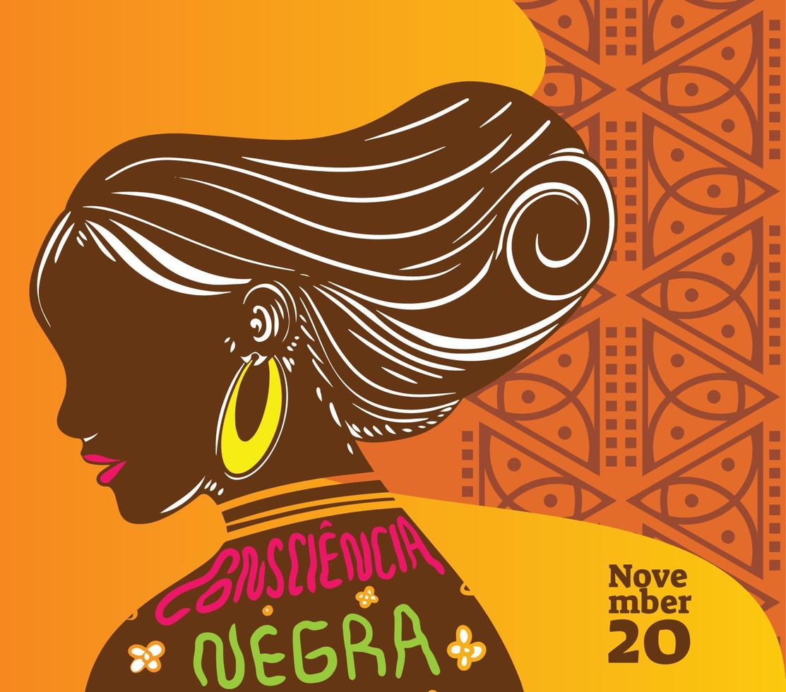 Dia da Consciencia Negra day flat design post, 20 november vector