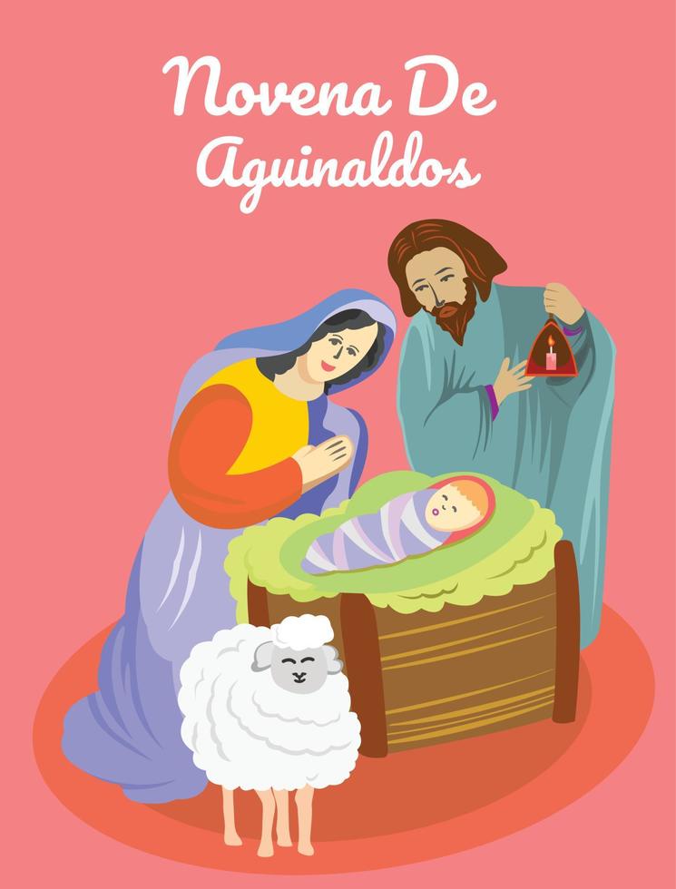 ilustración de vector plano de diseño simple con tema de novena de aguinaldos