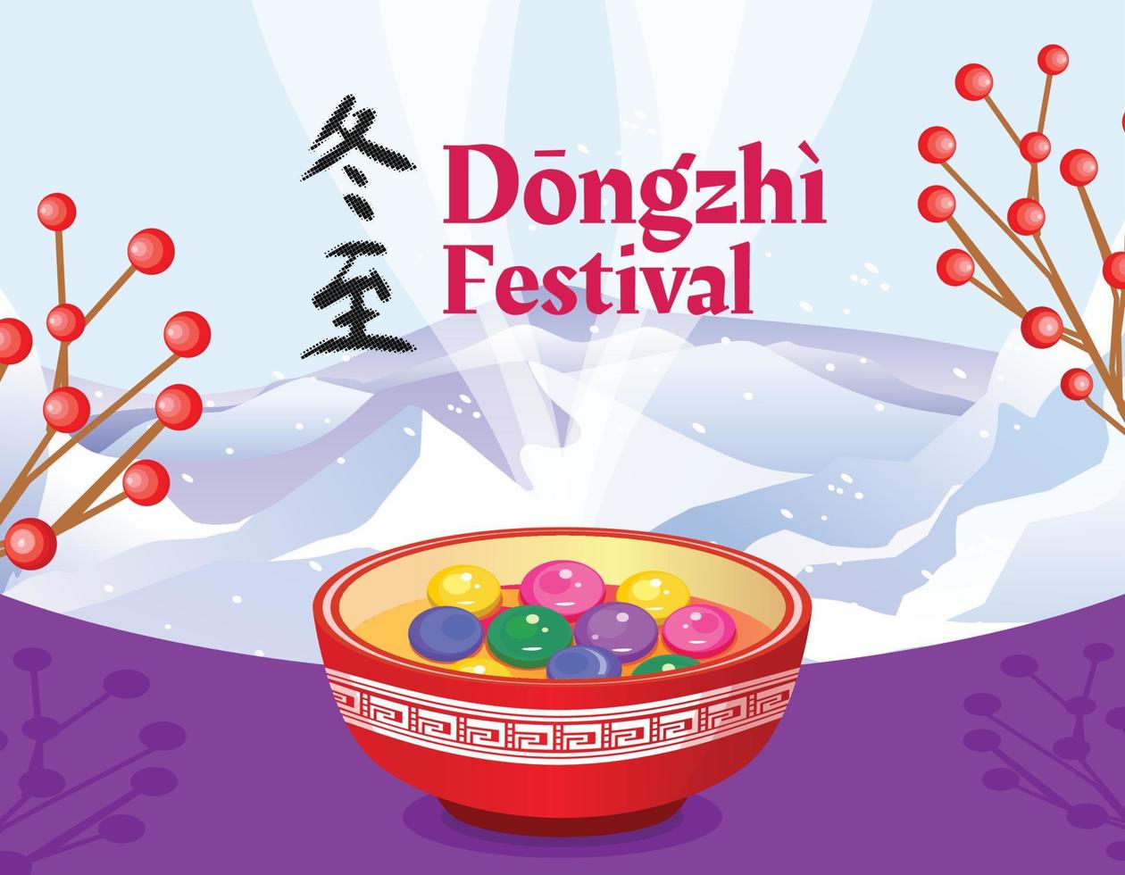 winter vector illustration celebrating dongzhi festival day