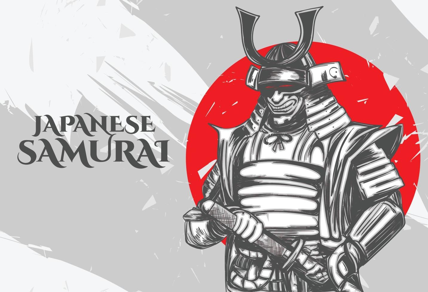 diseño de ilustración de línea abstracta dibujada a mano, dibujo de figura samurai vector