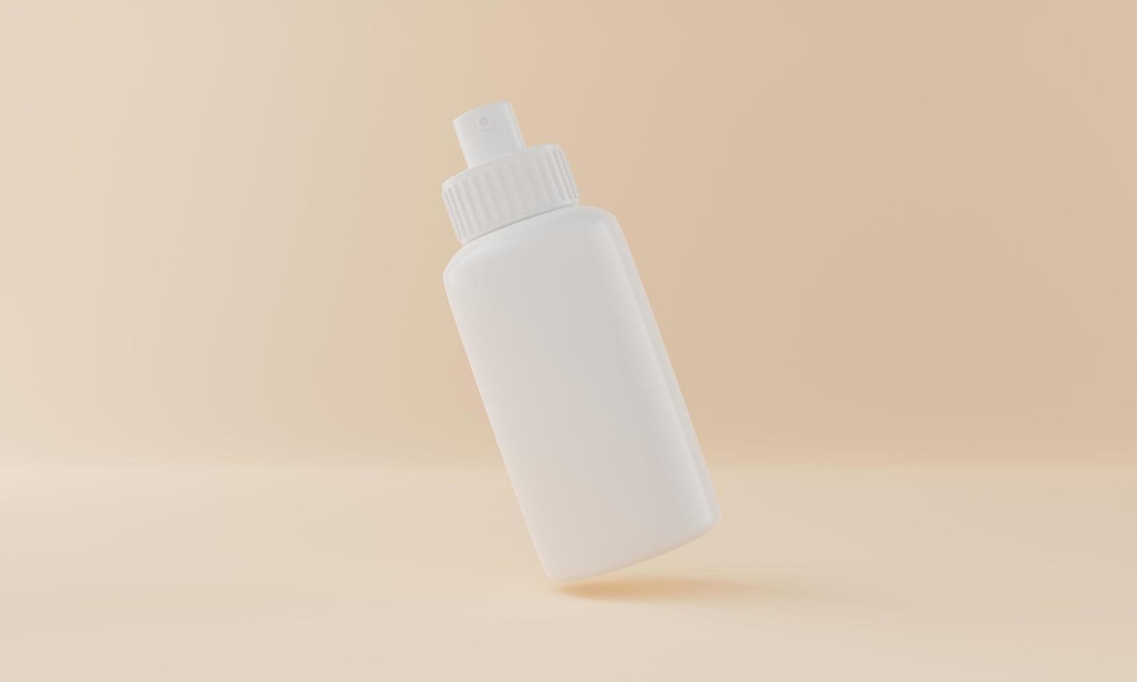 3d rendering product illustration for brand mockup with white bottle photo