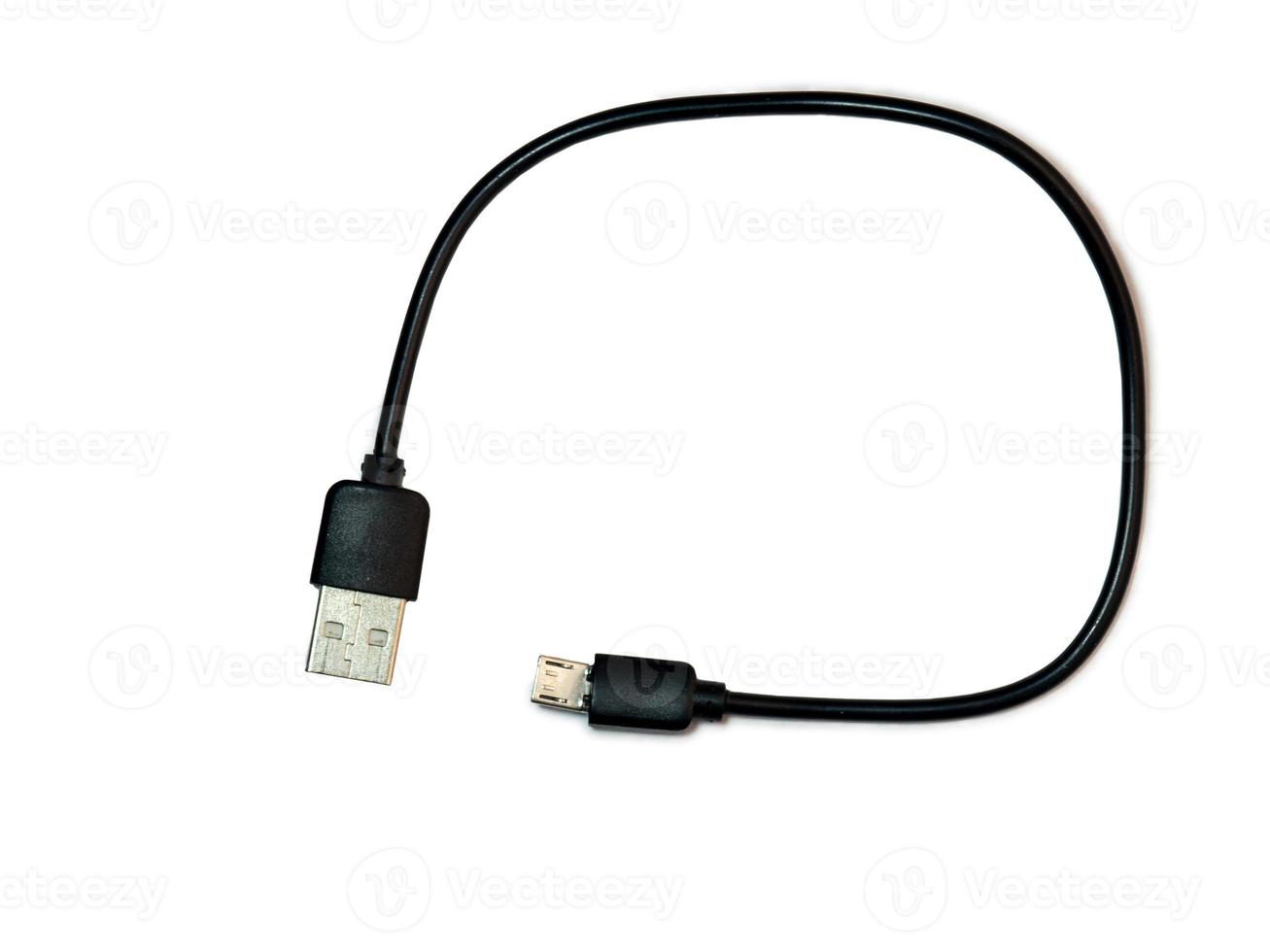 Usb wire. Electronics. Modern technologies.   Black phone cord photo