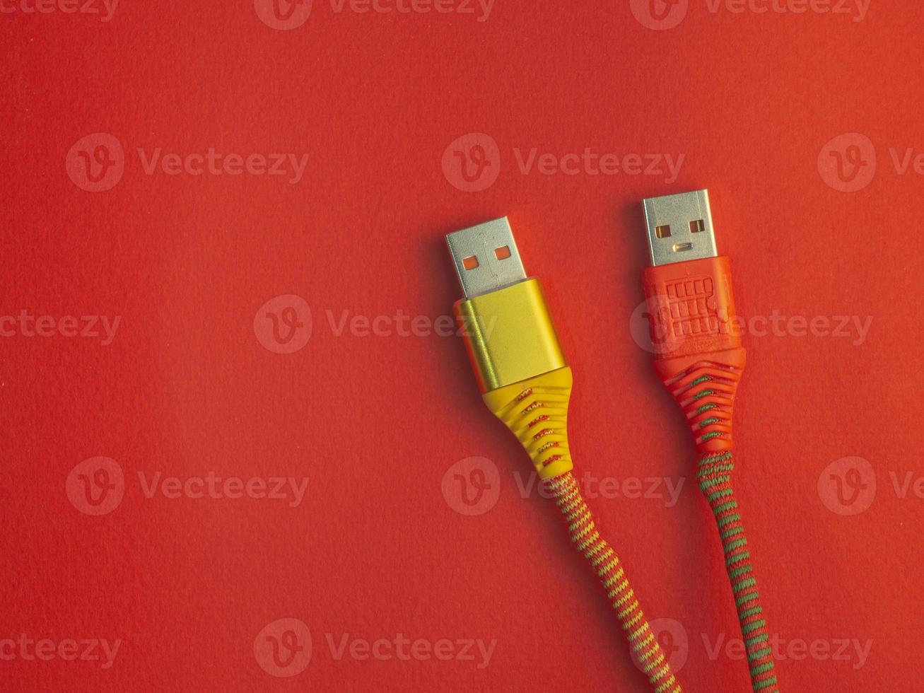 Usb wire. Electronics. Modern technologies.  Black phone cord photo