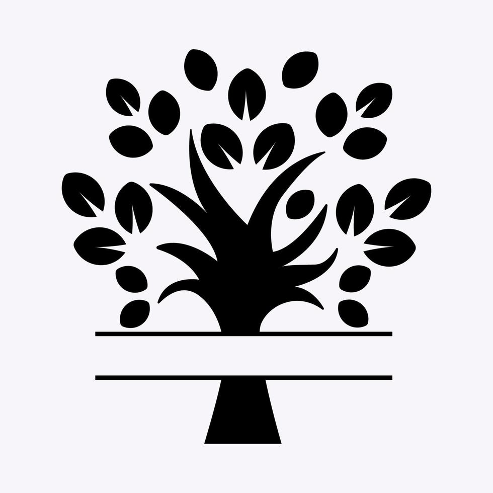 Family tree silhouette monogram vector illustration. Black color tree. Paper tree design. Family concept