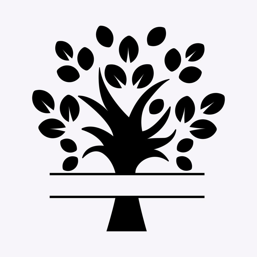 Ilustración de vector de monograma de silueta de árbol genealógico. árbol de color negro. diseño de árbol de papel. concepto de familia