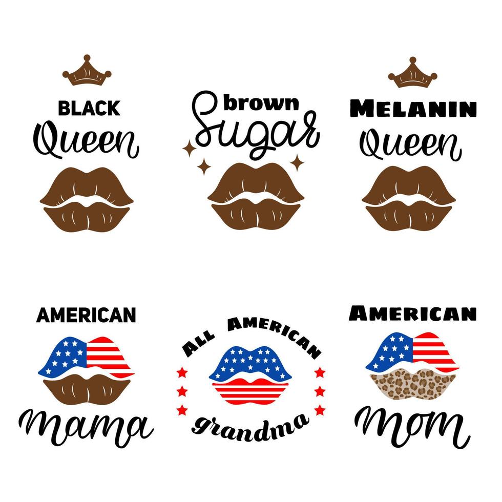 Female lips with quotes.  4th of July. Juneteenth, black live metters.  Trend design elements in the colors of the leopard. Vector logo Illustration. Modern t shirt  print design