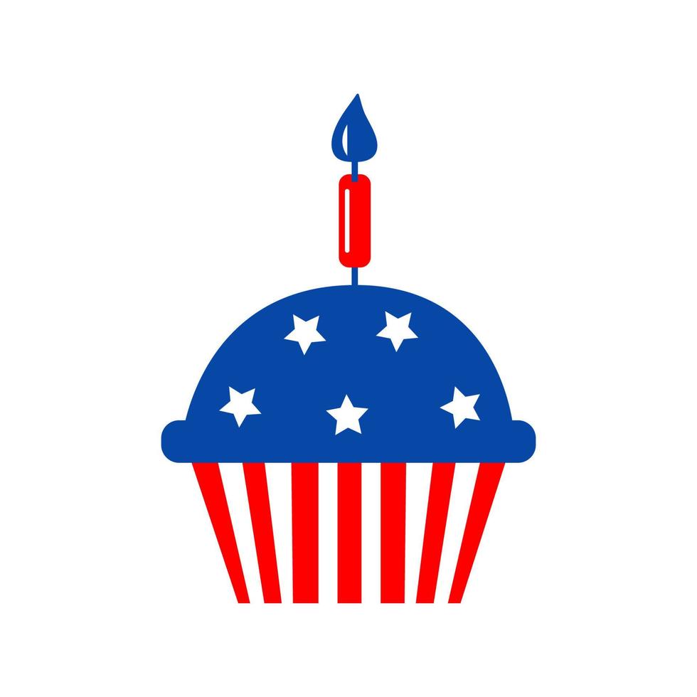 Independence day cupcake patriotic illustrations. Cute vector prints for 4th of July.