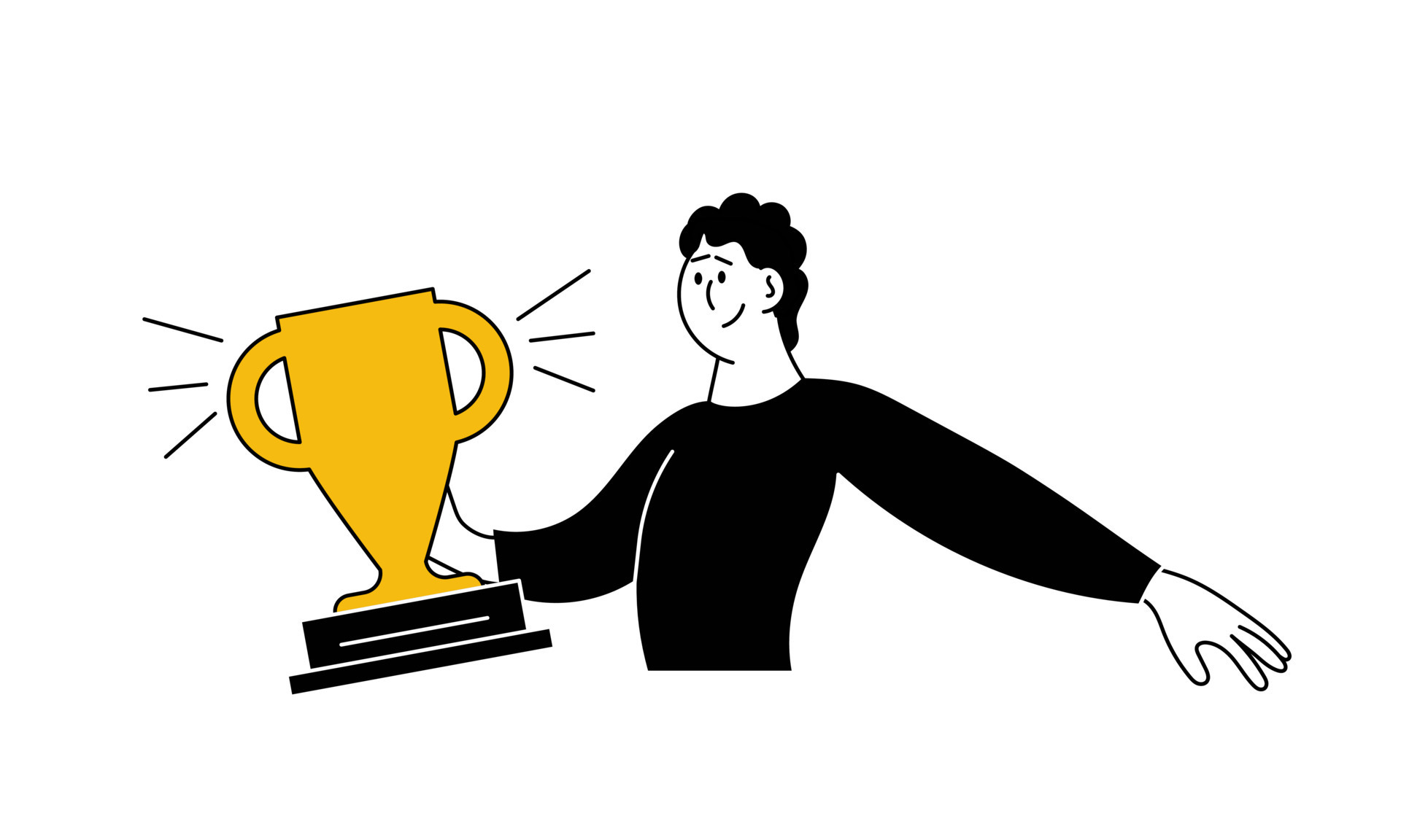 Man and business trophy vector illustration concept. Success business  winner and leader award. Businessman leadership victory and achievement.  Cartoon happy character with cup. Professional employee 13936638 Vector Art  at Vecteezy