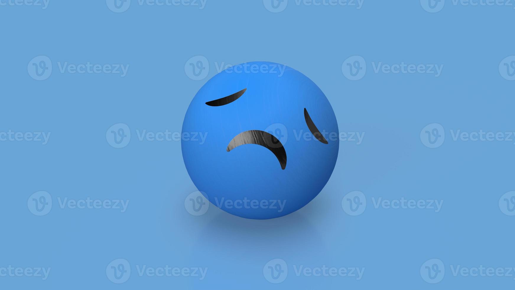 sad emotion on blue background 3d rendering photo