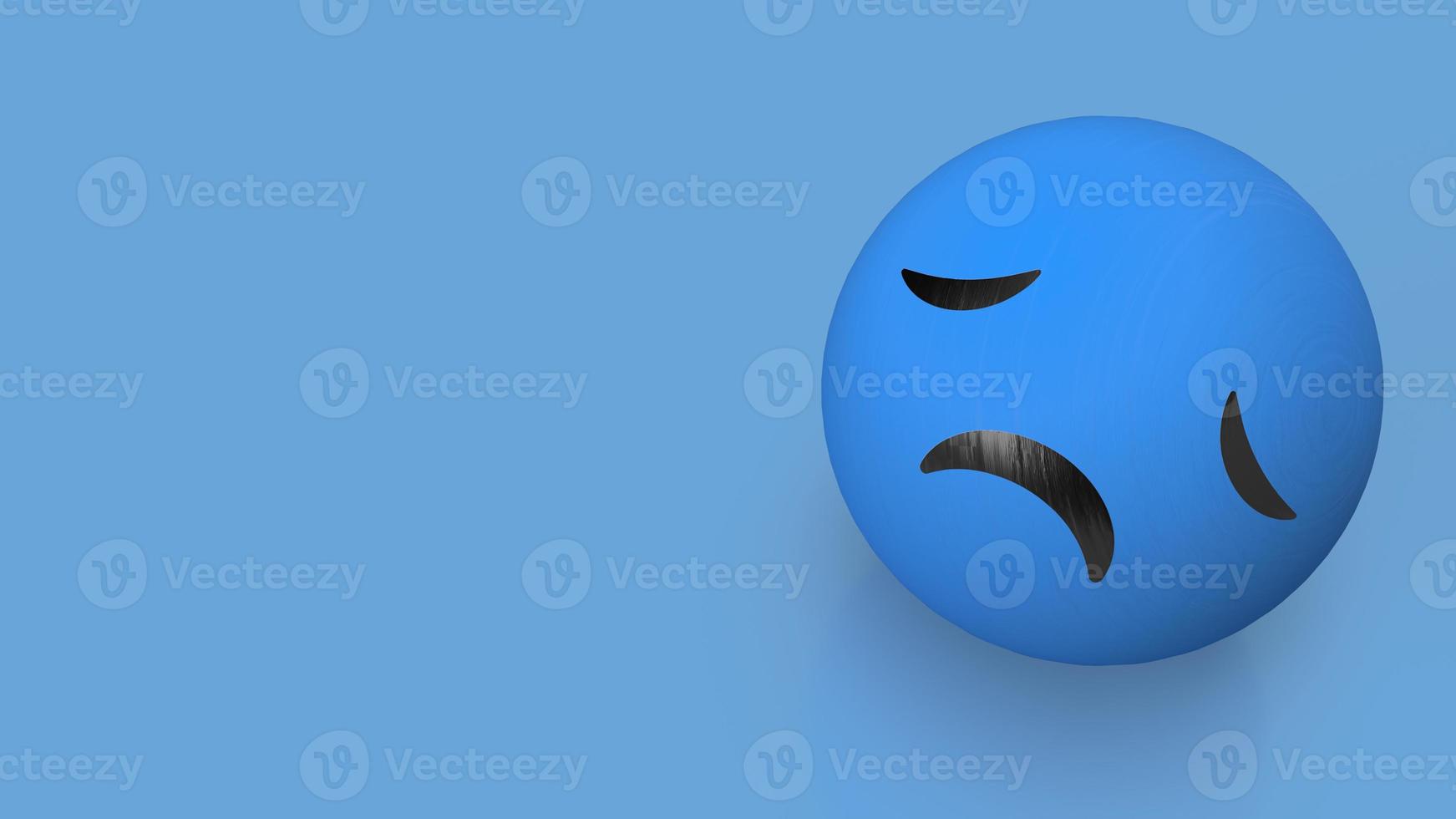 sad emotion on blue background 3d rendering photo