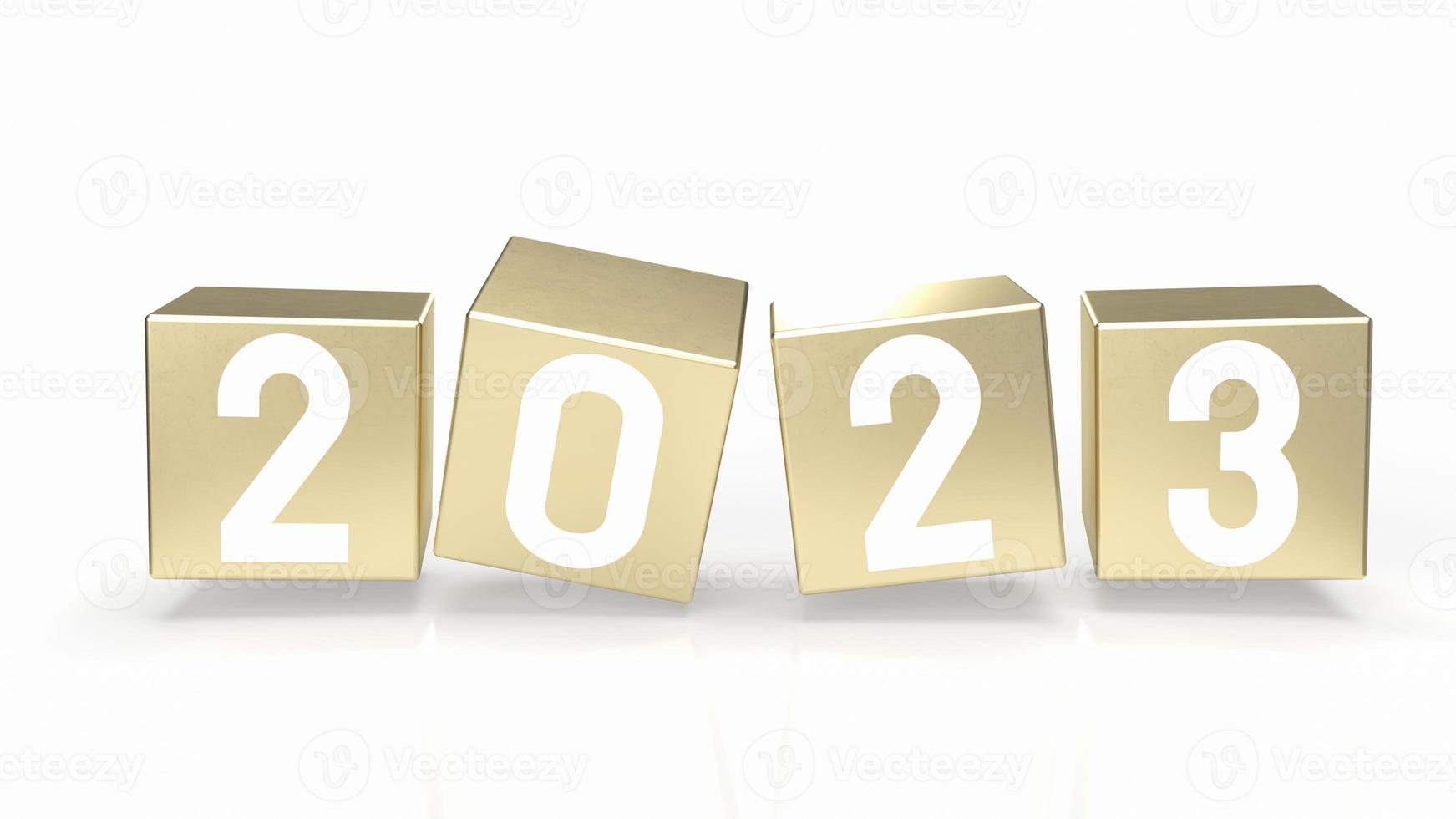 The 2023 gold cube for holiday or new year concept 3d rendering photo