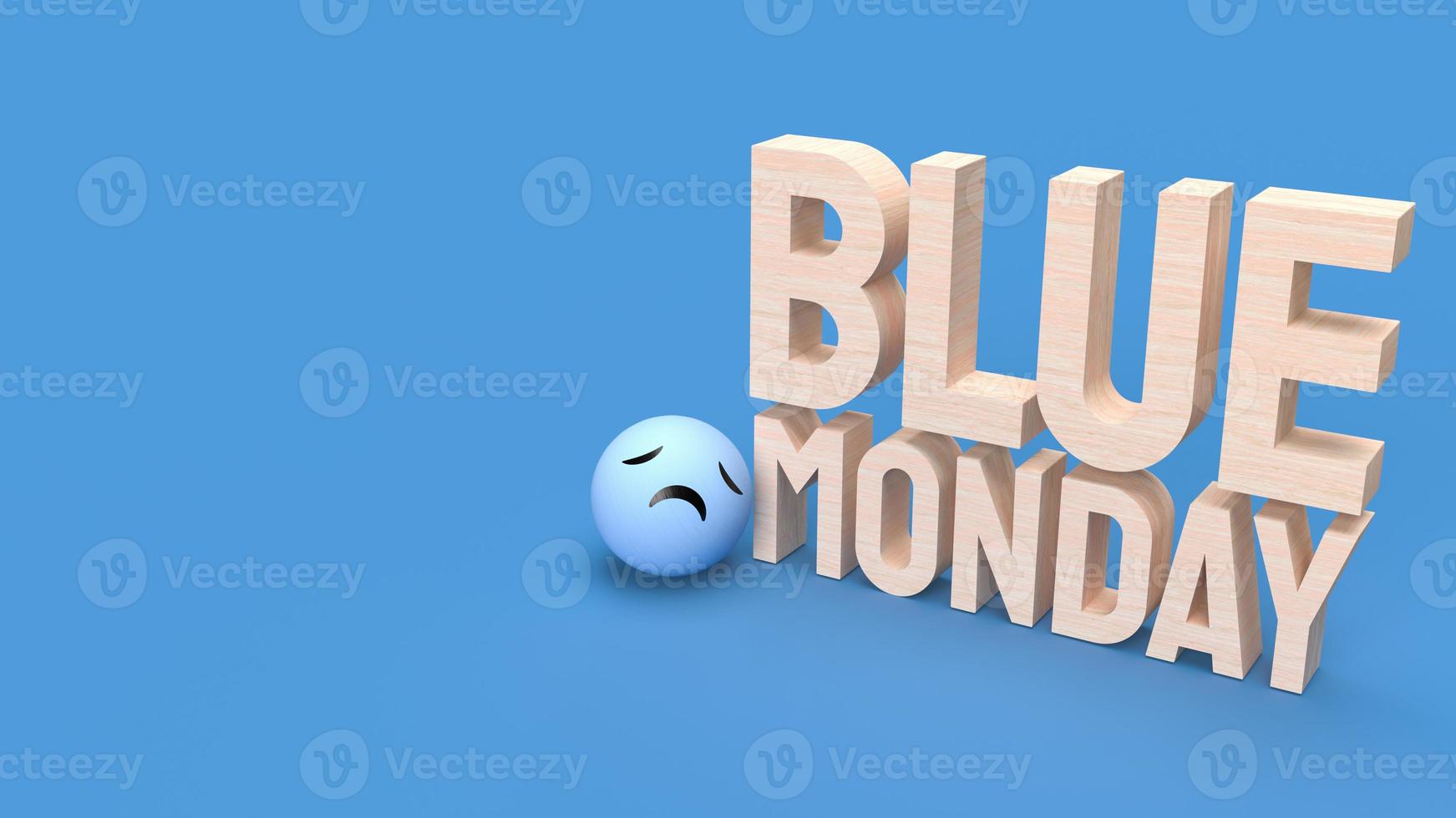 The blue Monday text for abstract background 3d rendering photo