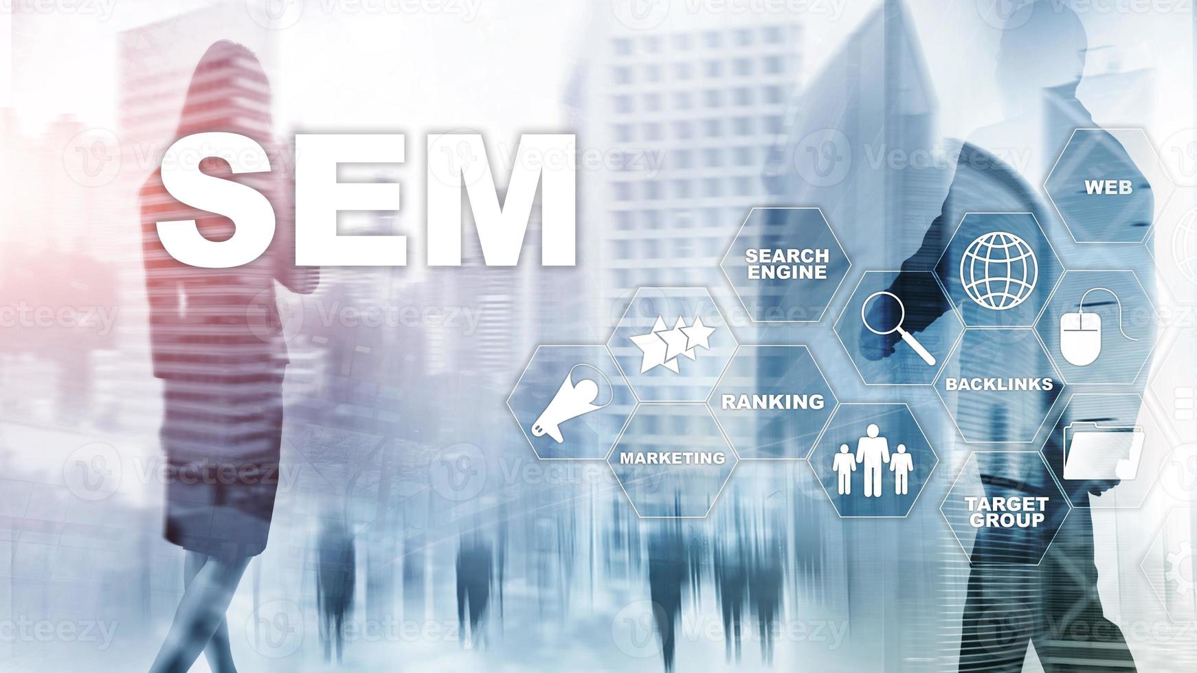 SEM Search Engine Optimization Marketing Ranking Traffic Website Internet Business Technology Communication Concept photo