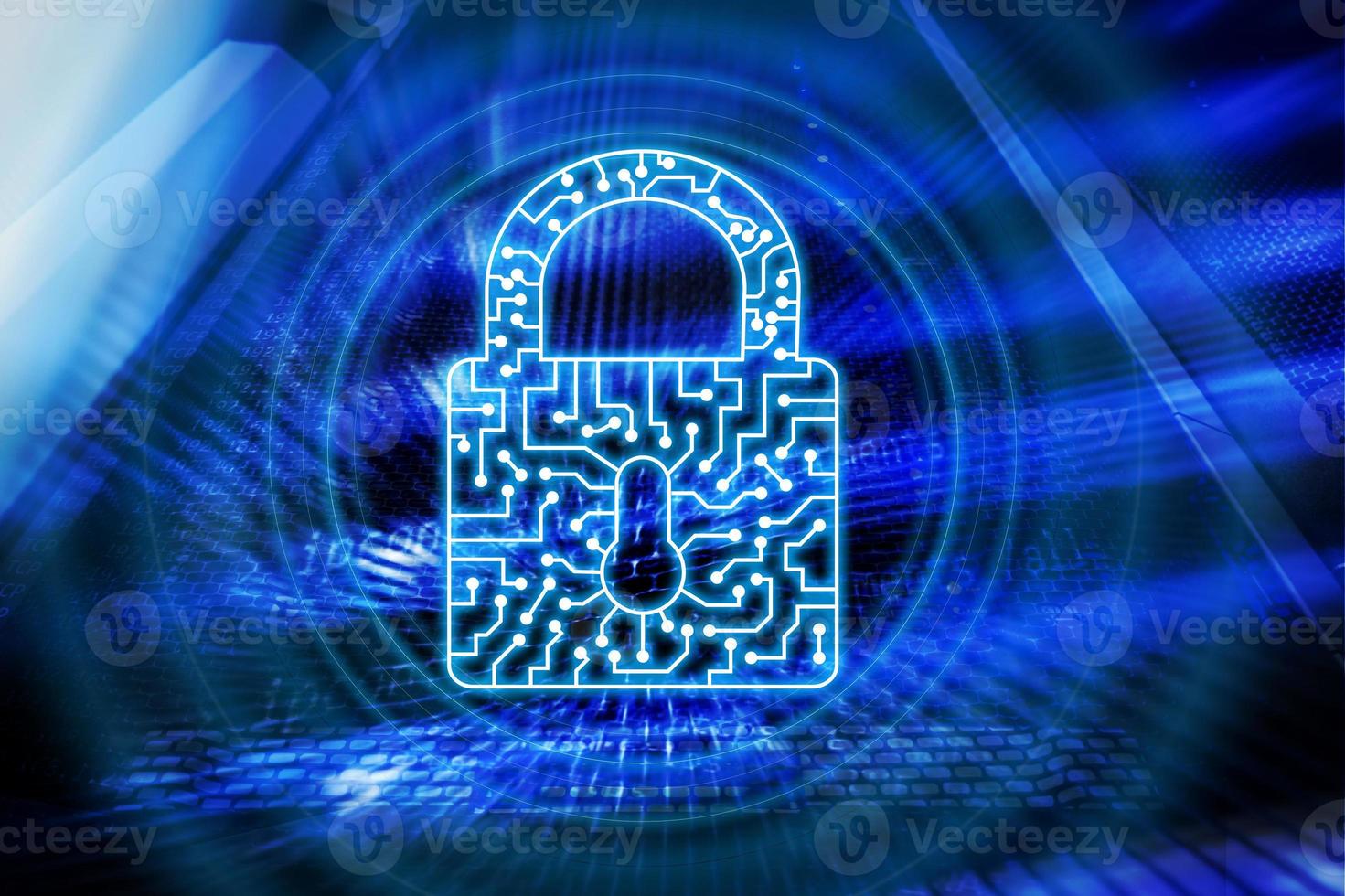 Cyber Security lock icon Information Privacy Data Protection internet and Technology concept. photo