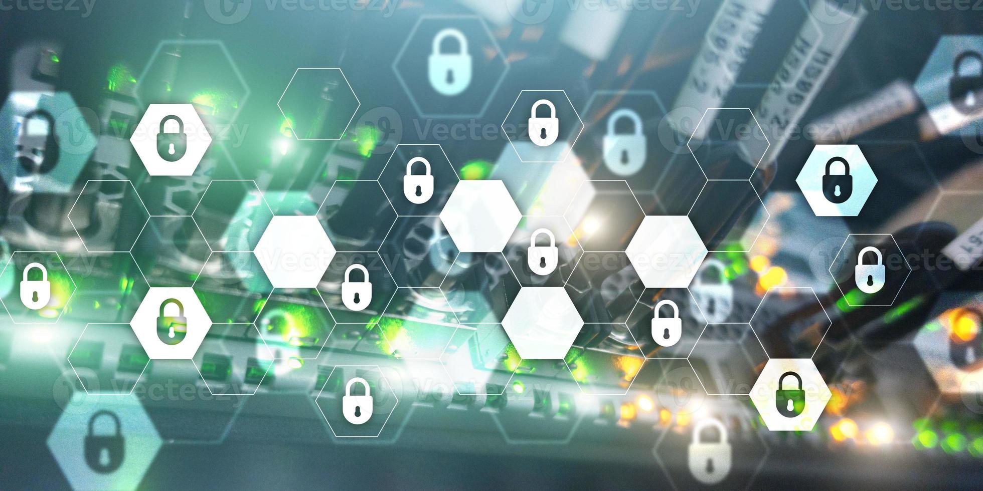 Cyber security abstract technology banner background. Data protection, information privacy photo