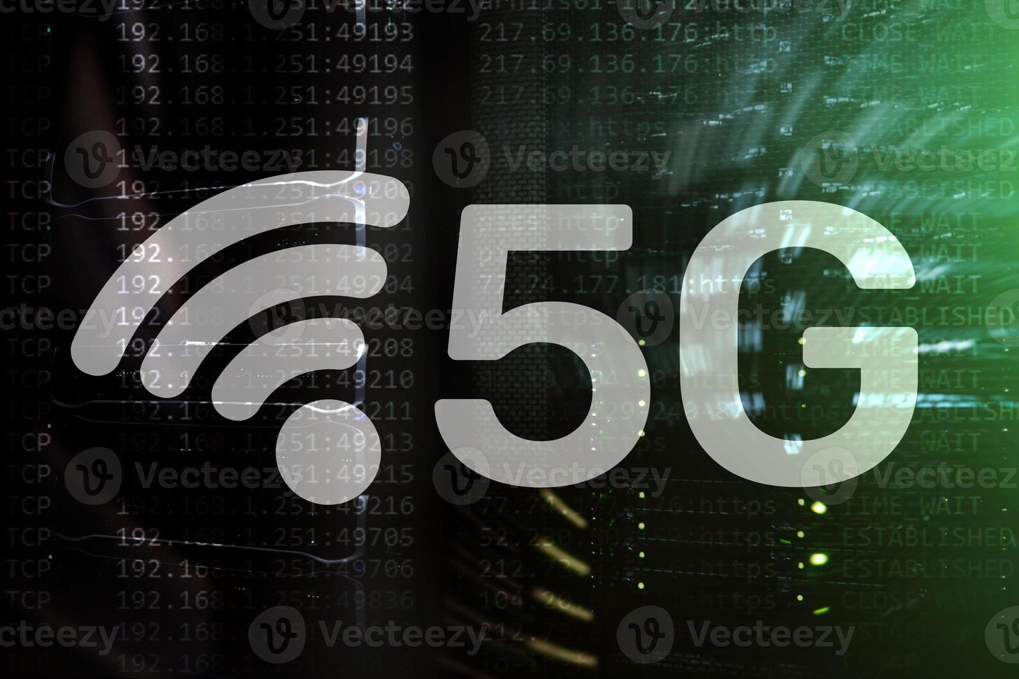 5G Network, 5G internet Connection Concept in digital background. Smart communication network concept photo