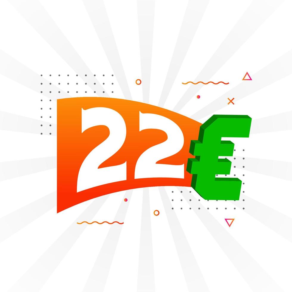 Símbolo de texto vectorial de moneda de 22 euros. vector de stock de dinero de la unión europea de 22 euros