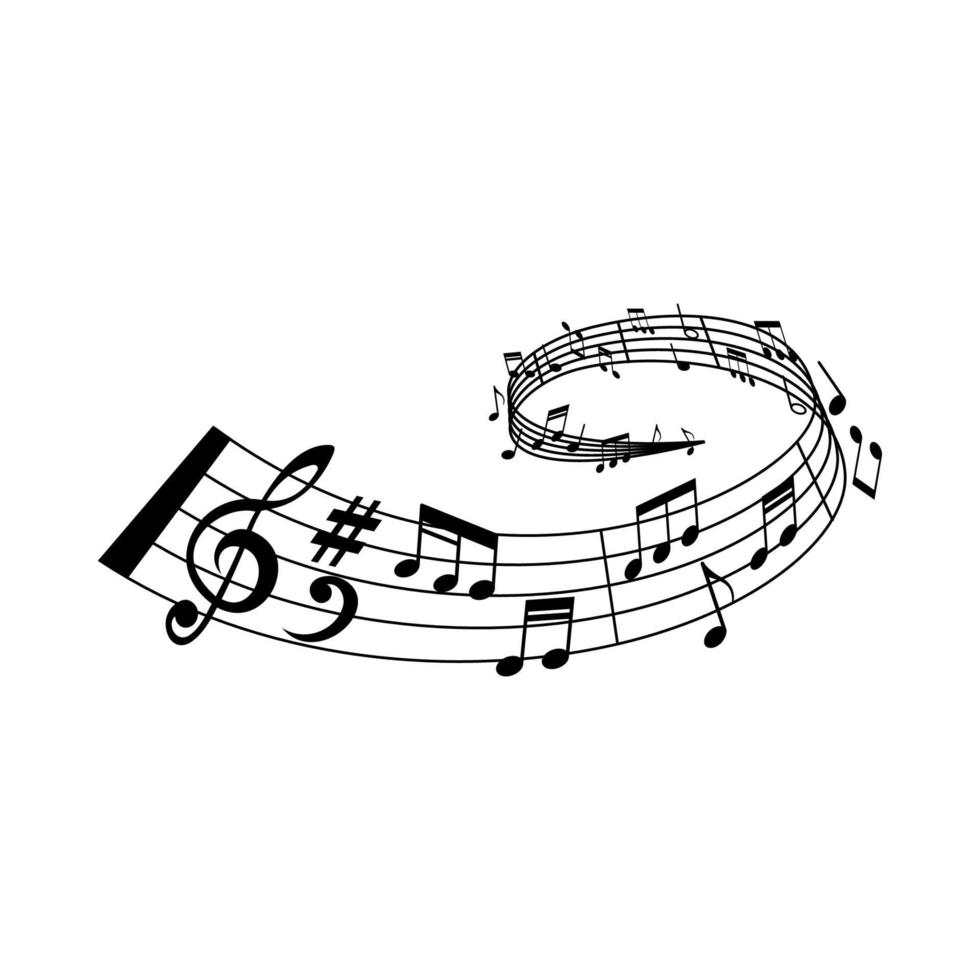 Classic music sounds, song, symphony melody wave vector