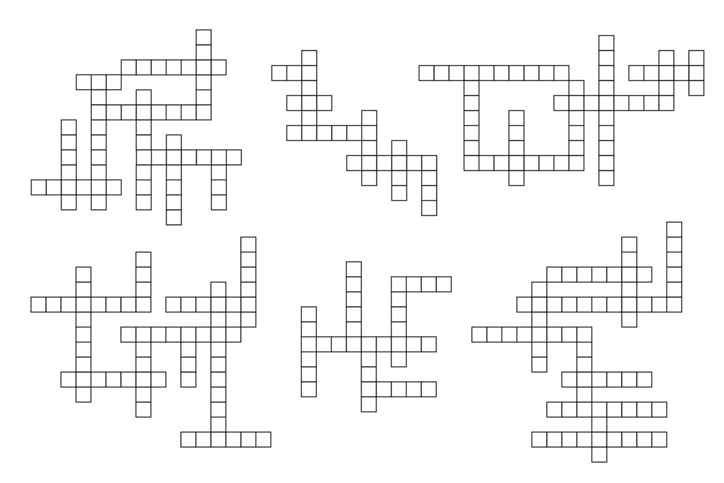 Crossword game grid, educational text quiz vector