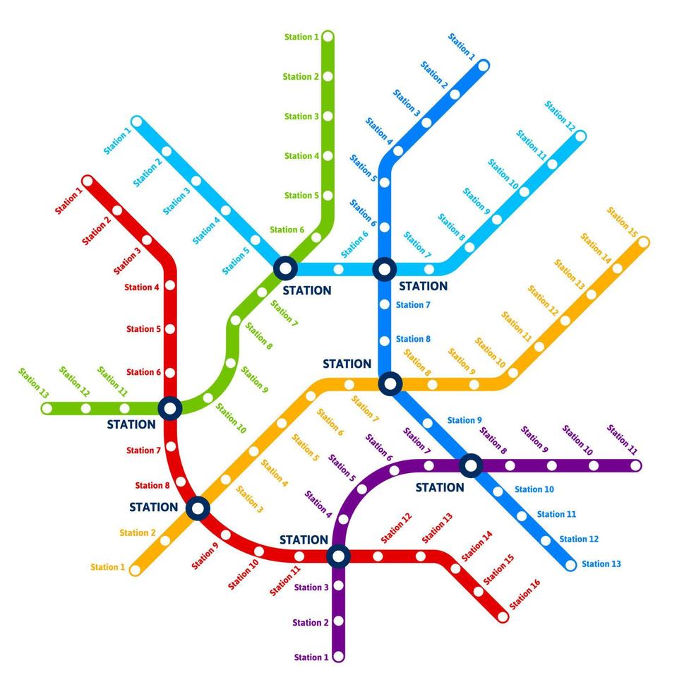 Metro subway, underground railway transport map vector