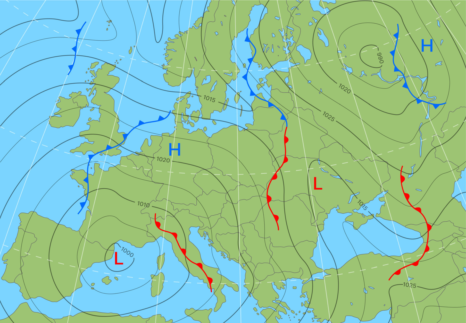 pronóstico del tiempo isobar mapa o diagrama de europa 13937440 Vector
