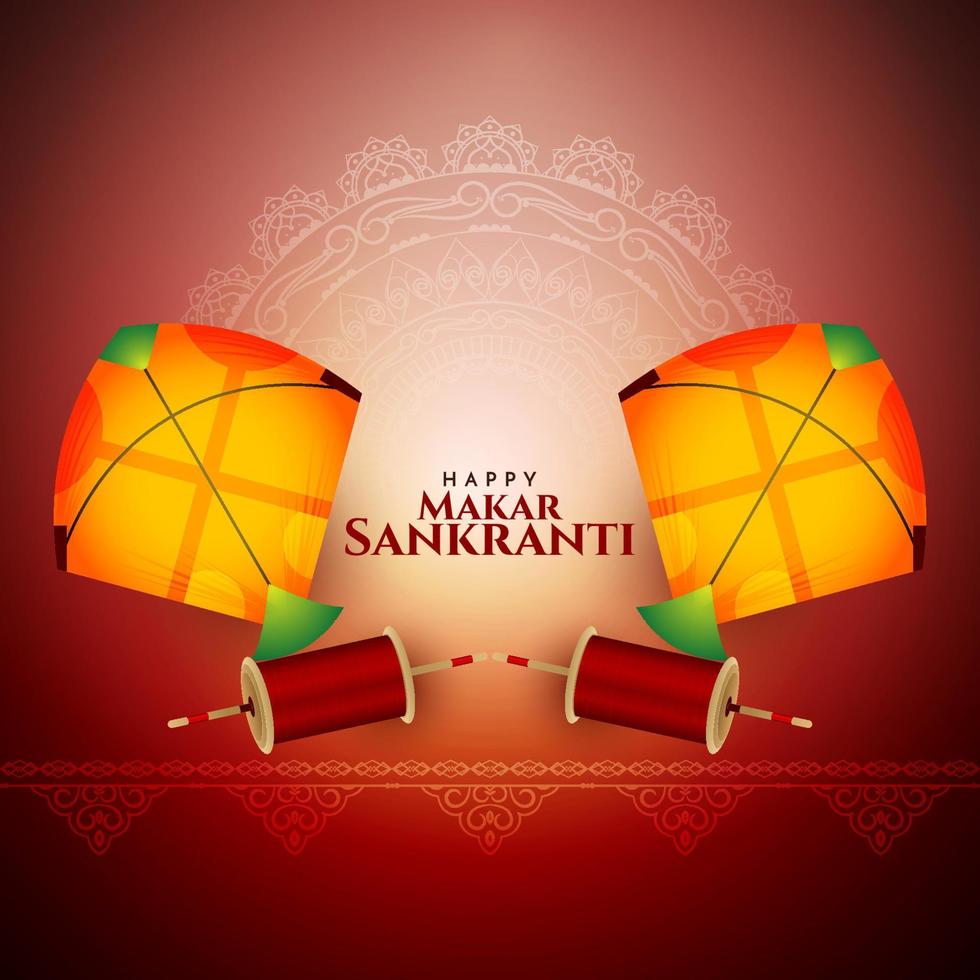 Traditional Indian Makar Sankranti festival celebration background vector