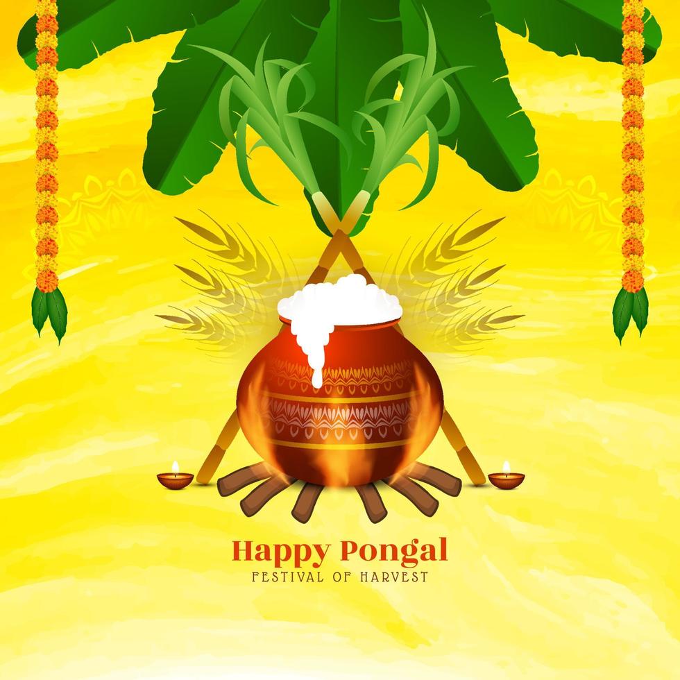 hermoso diseño de fondo del festival pongal feliz del sur de la india vector