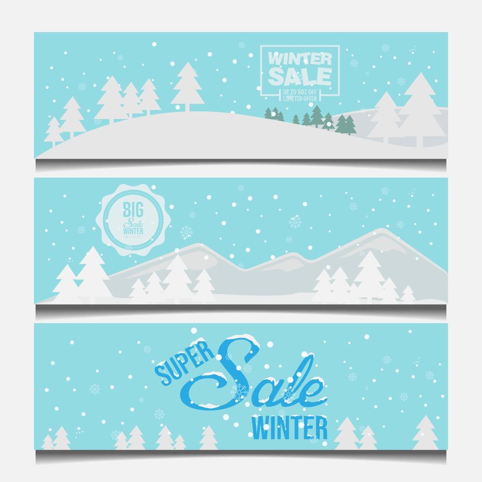 Set of winter sale banner vectors. vector