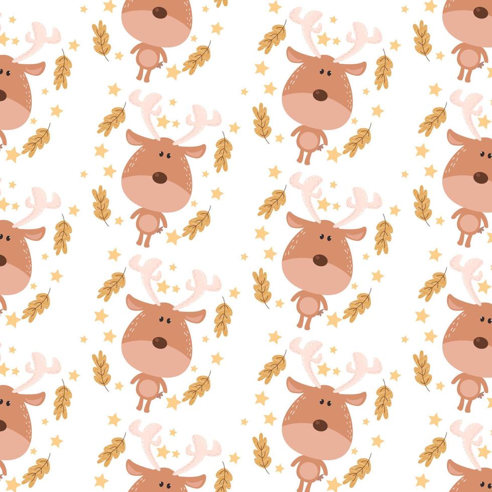 Seamless pattern of cute cartoon animal characters for baby prints. vector