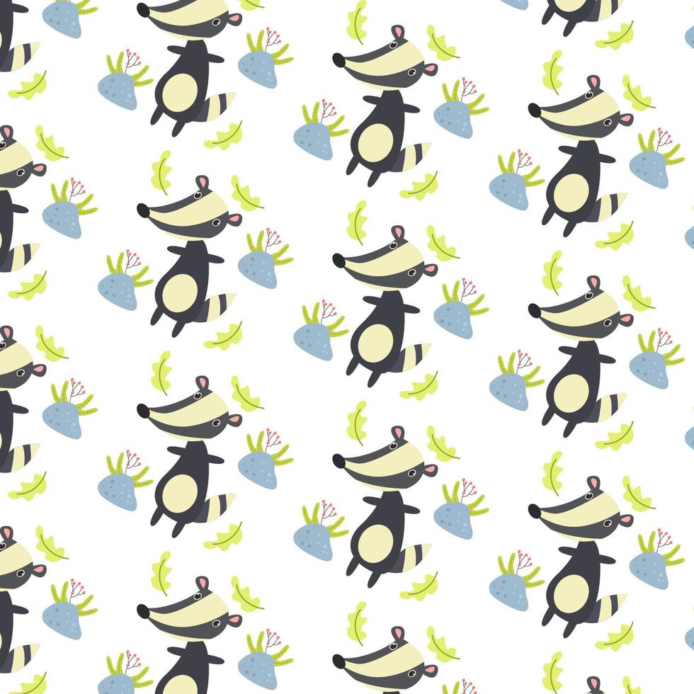 Seamless pattern of cute cartoon animal characters for baby prints. vector