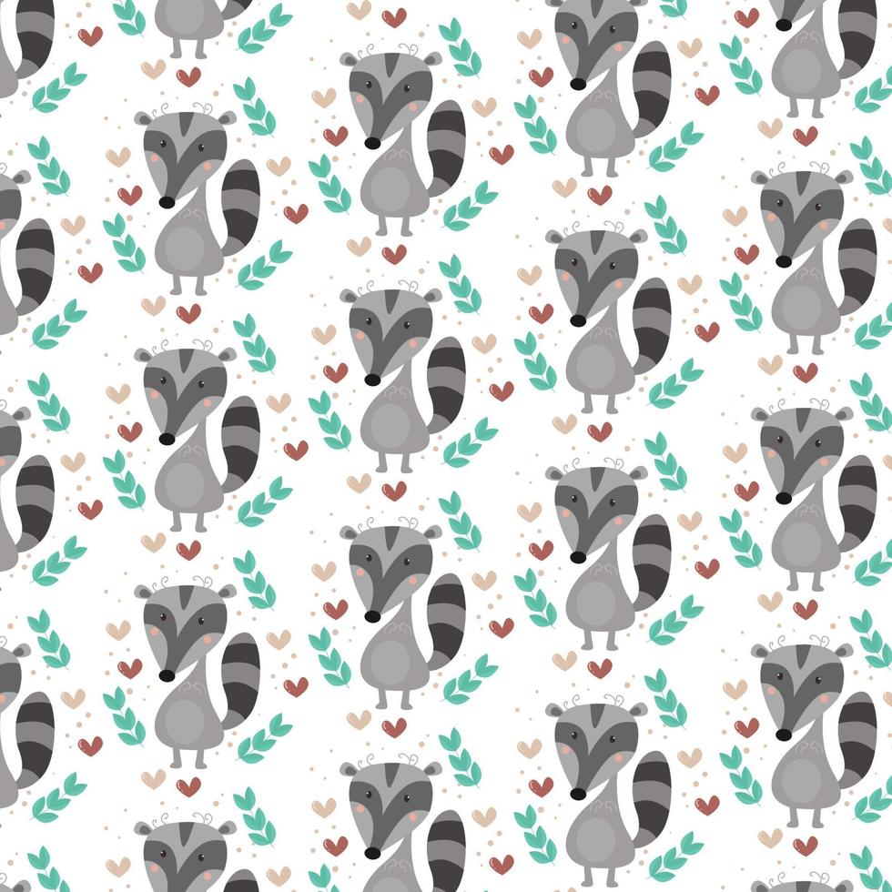 Seamless pattern of cute cartoon animal characters for baby prints. vector