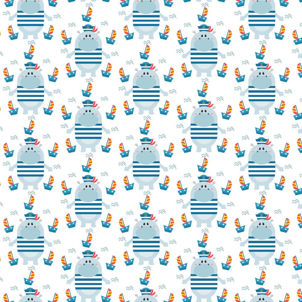 Seamless pattern of cute cartoon animal characters for baby prints. vector