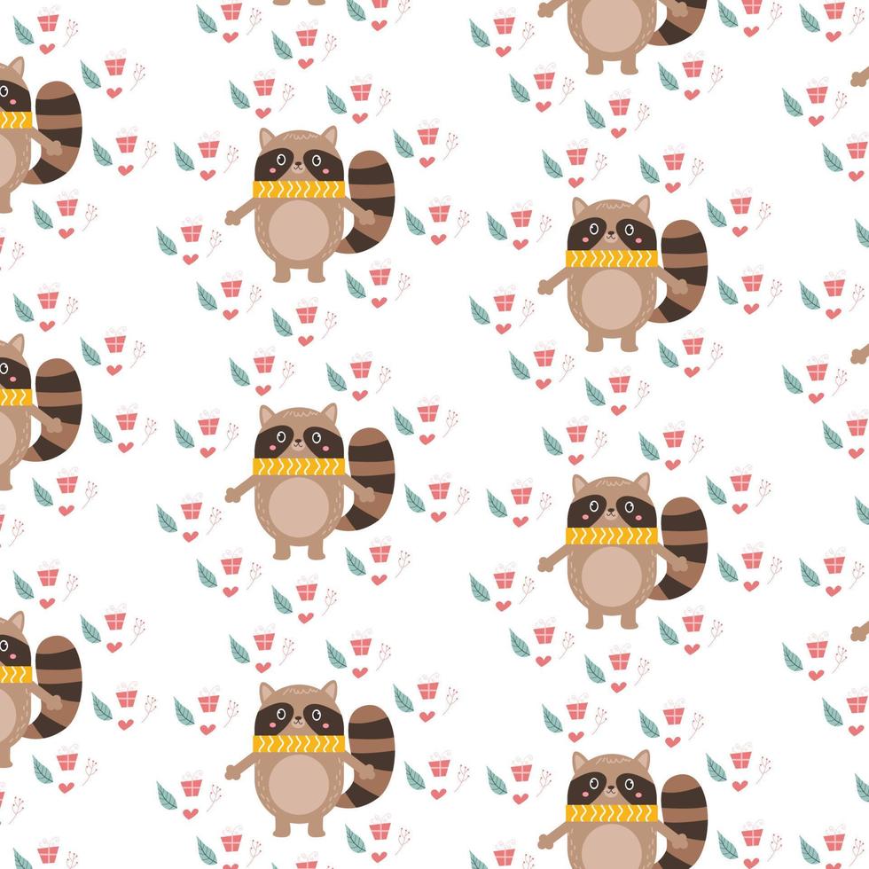 Seamless pattern of cute cartoon animal characters for baby prints. vector