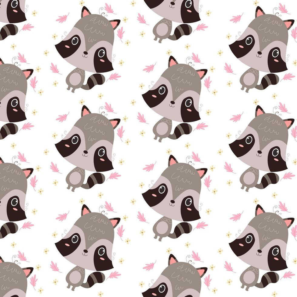 Seamless pattern of cute cartoon animal characters for baby prints. vector