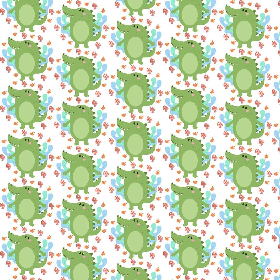 Seamless pattern of cute cartoon animal characters for baby prints. vector