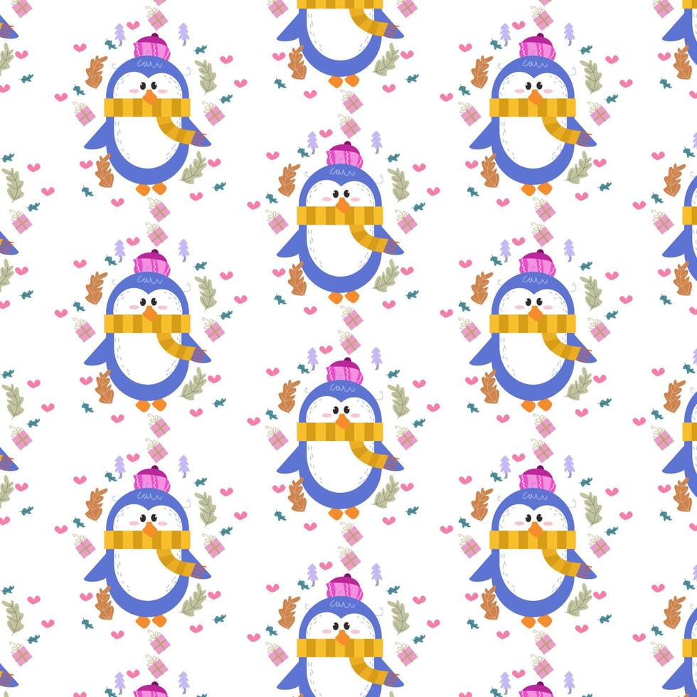 Seamless pattern of cute cartoon animal characters for baby prints. vector