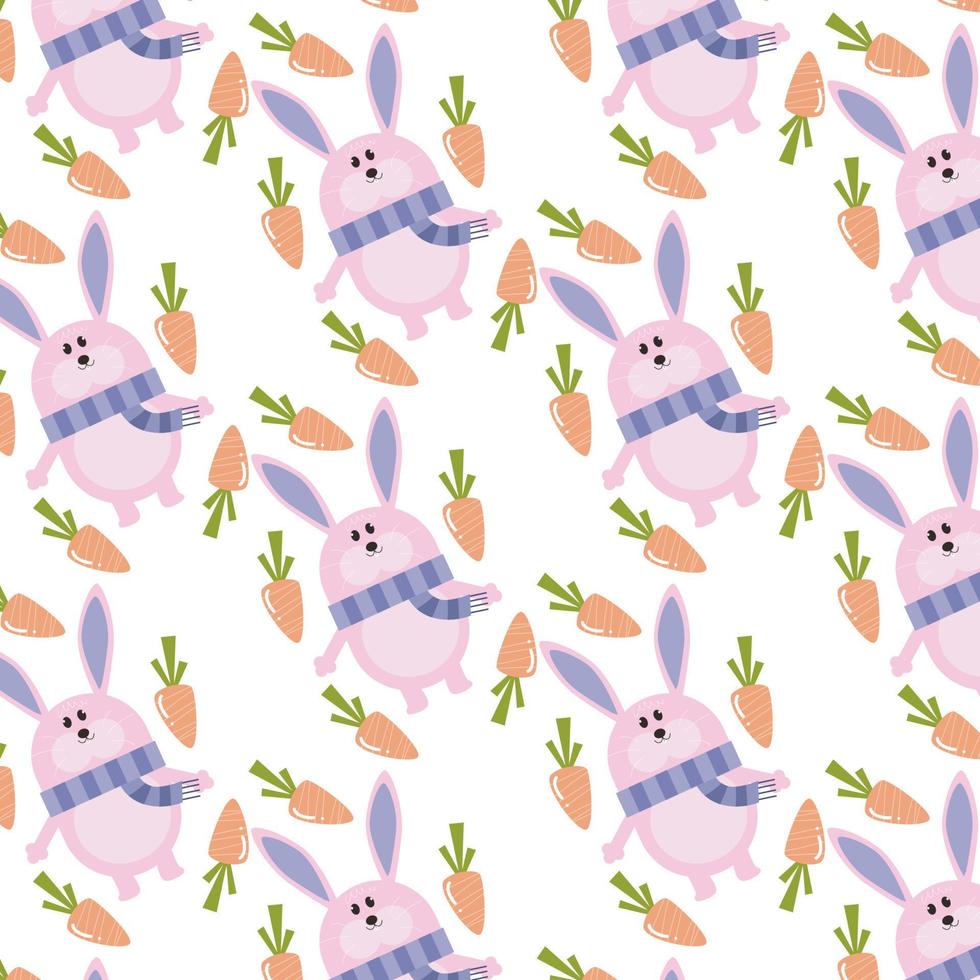 Seamless pattern of cute cartoon animal characters for baby prints. vector