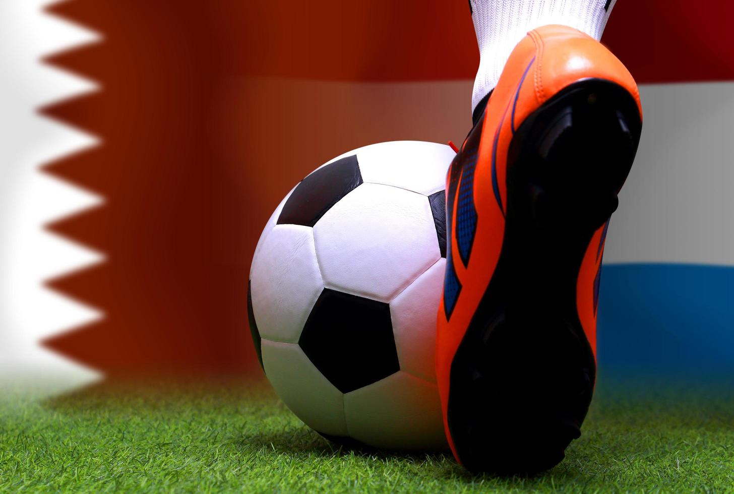 Football Cup competition between the national Qatar and national Netherlands. photo