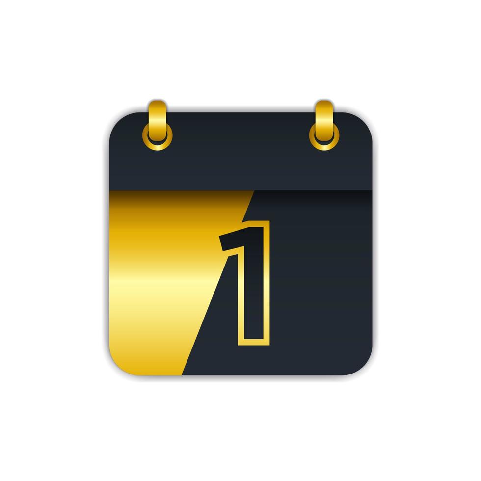 black gold calendar icon with a date 1. easy to edit to add the name of the month. perfect for decoration and more. eps 10 vector