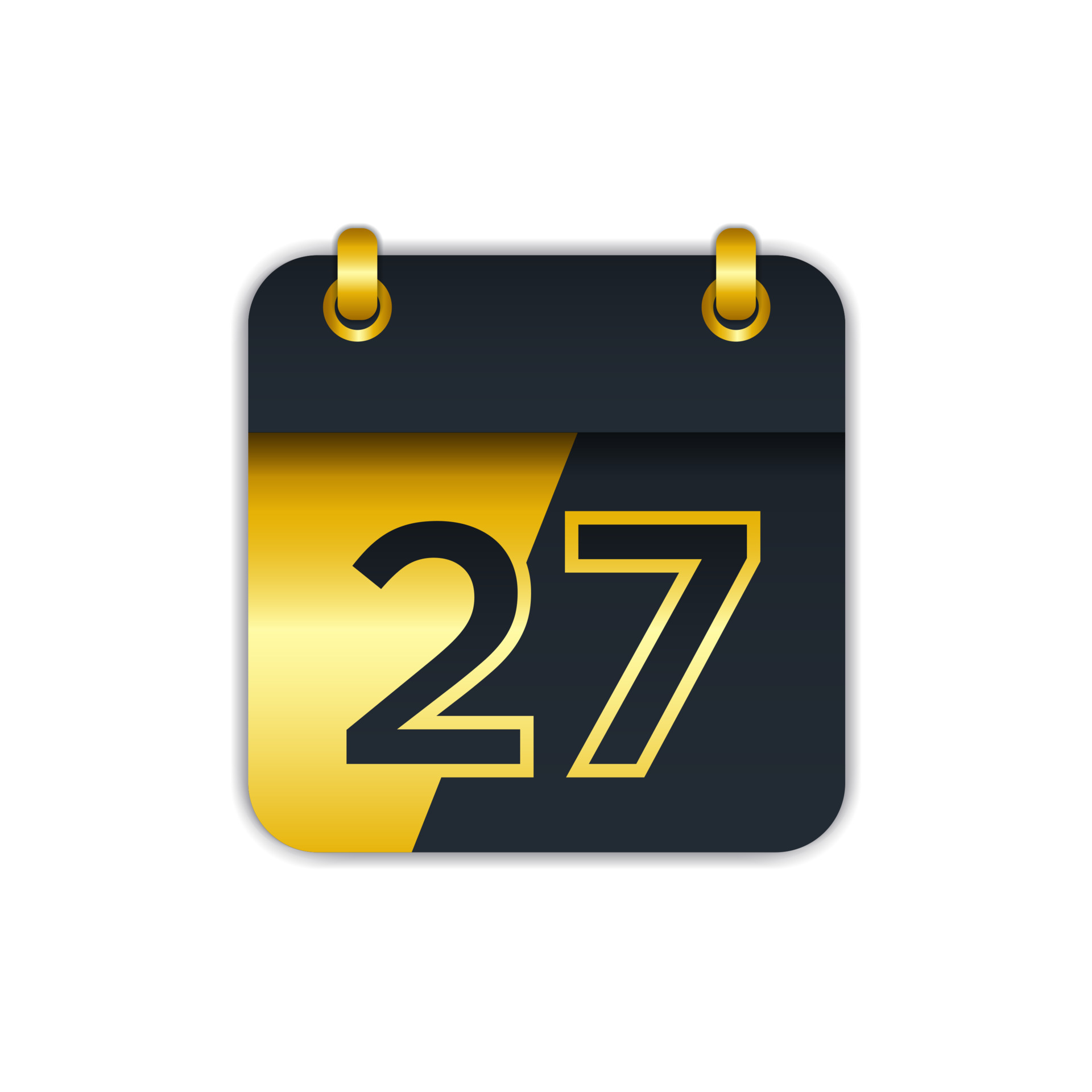 black gold calendar icon with the 27th. easy to edit to add the name of